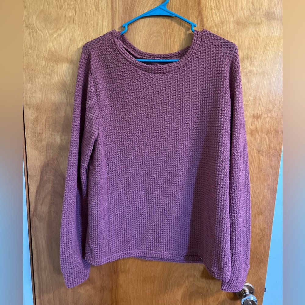 Purple Waffle Knit Long Sleeve Top